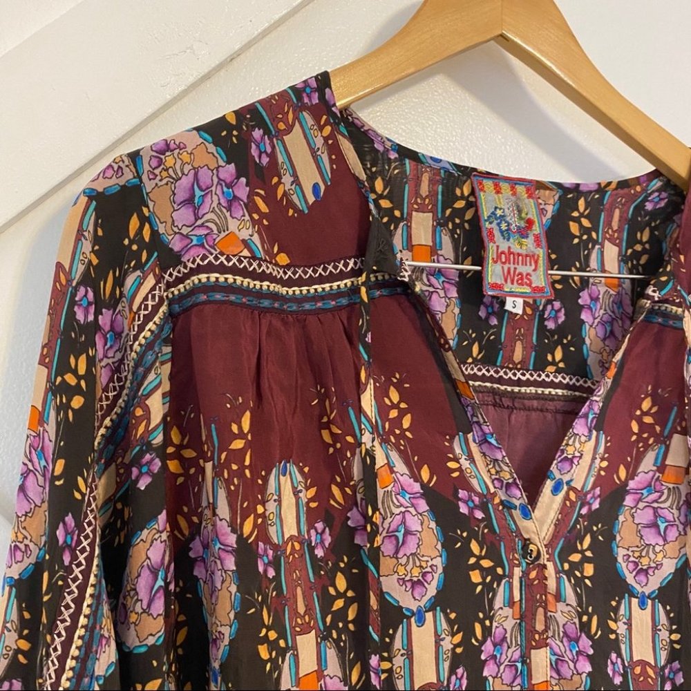 Johnny Was Printed Roco Button Down Blouse Small - Picture 3 of 8